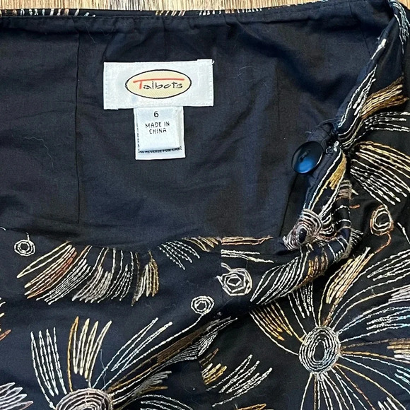 Talbots Vintage Embroidered lined 100% cotton brown A-line Skirt size 6 - Picture 5 of 8